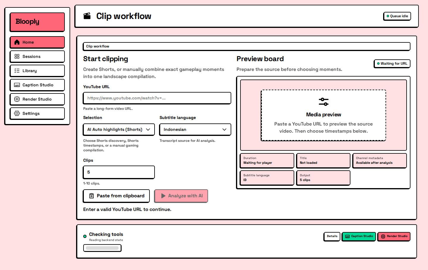 Blooply desktop workspace