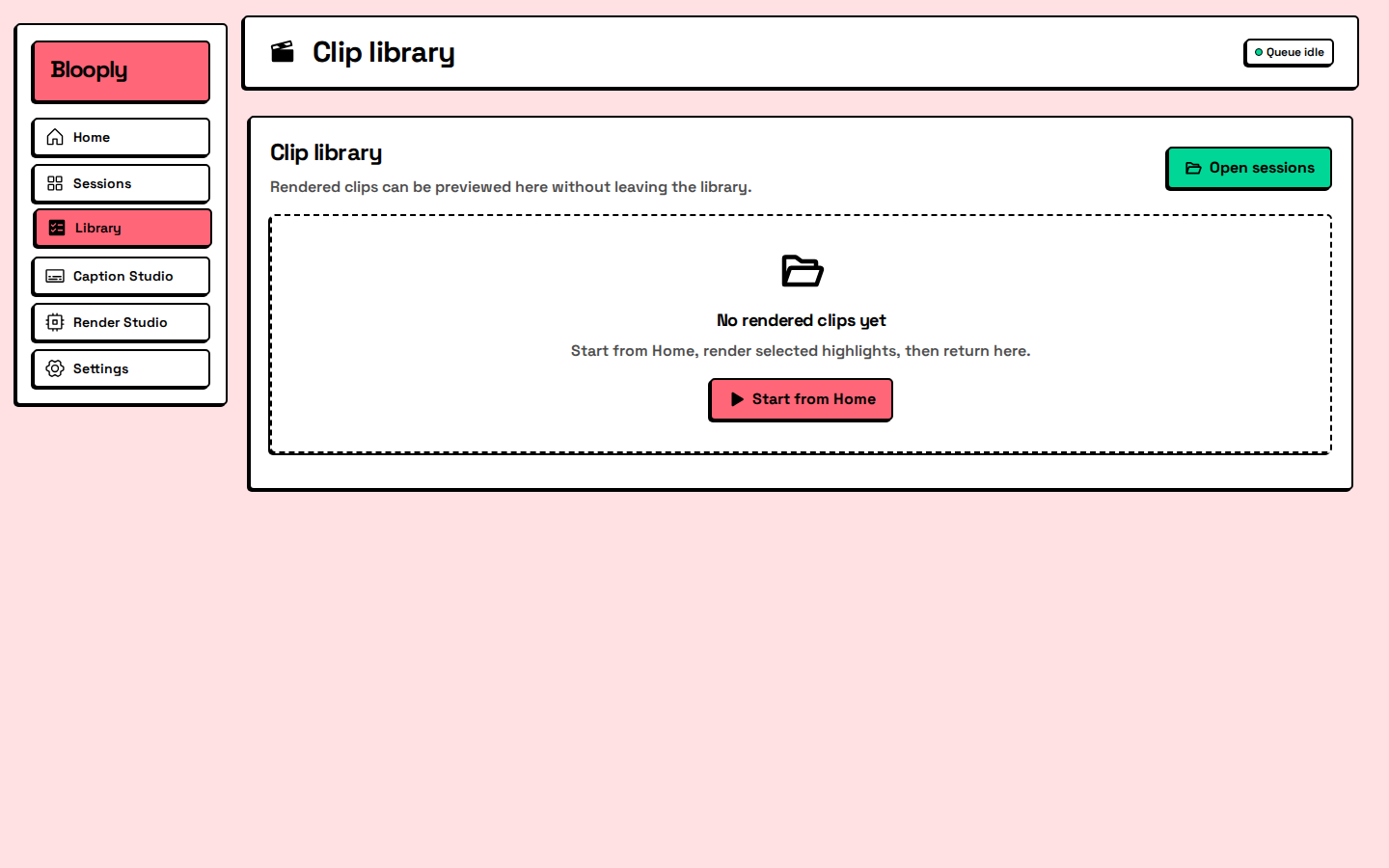 Blooply library screen